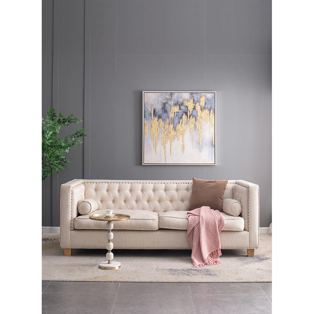 A&B Home 16" x 20" Bundle of 15 Round White and Gold Side Table with Pebbled Stand and Pedestal Base