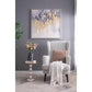 A&B Home 16" x 20" Bundle of 15 Round White and Gold Side Table with Pebbled Stand and Pedestal Base