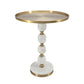 A&B Home 16" x 20" Bundle of 15 Round White and Gold Side Table with Pebbled Stand and Pedestal Base