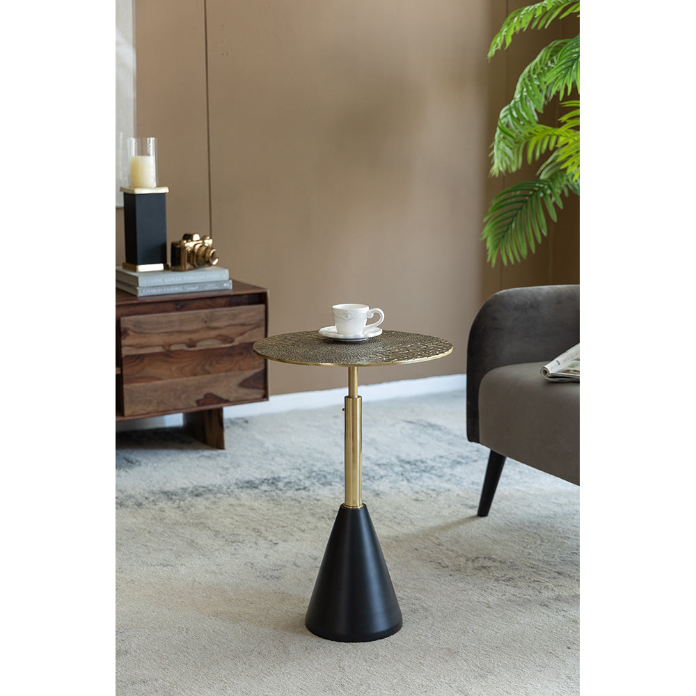 A&B Home 16" x 20" Bundle of 16 Round Gold Croco Design Tabletop With Black Pedestal Base Accent Table