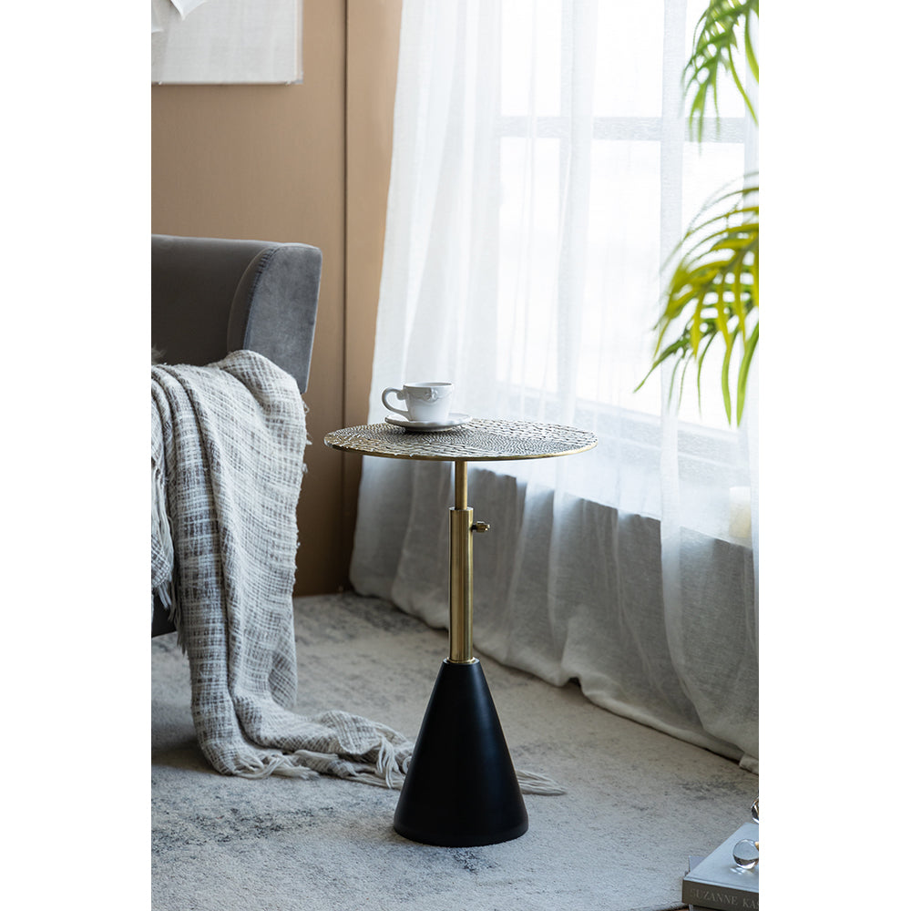 A&B Home 16" x 20" Bundle of 16 Round Gold Croco Design Tabletop With Black Pedestal Base Accent Table