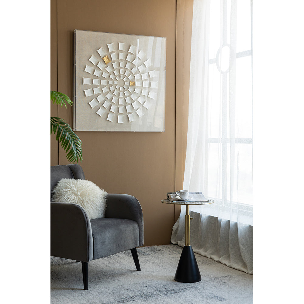 A&B Home 16" x 20" Bundle of 16 Round Gold Croco Design Tabletop With Black Pedestal Base Accent Table