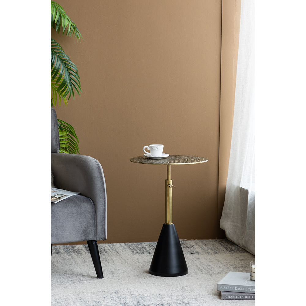 A&B Home 16" x 20" Bundle of 16 Round Gold Croco Design Tabletop With Black Pedestal Base Accent Table