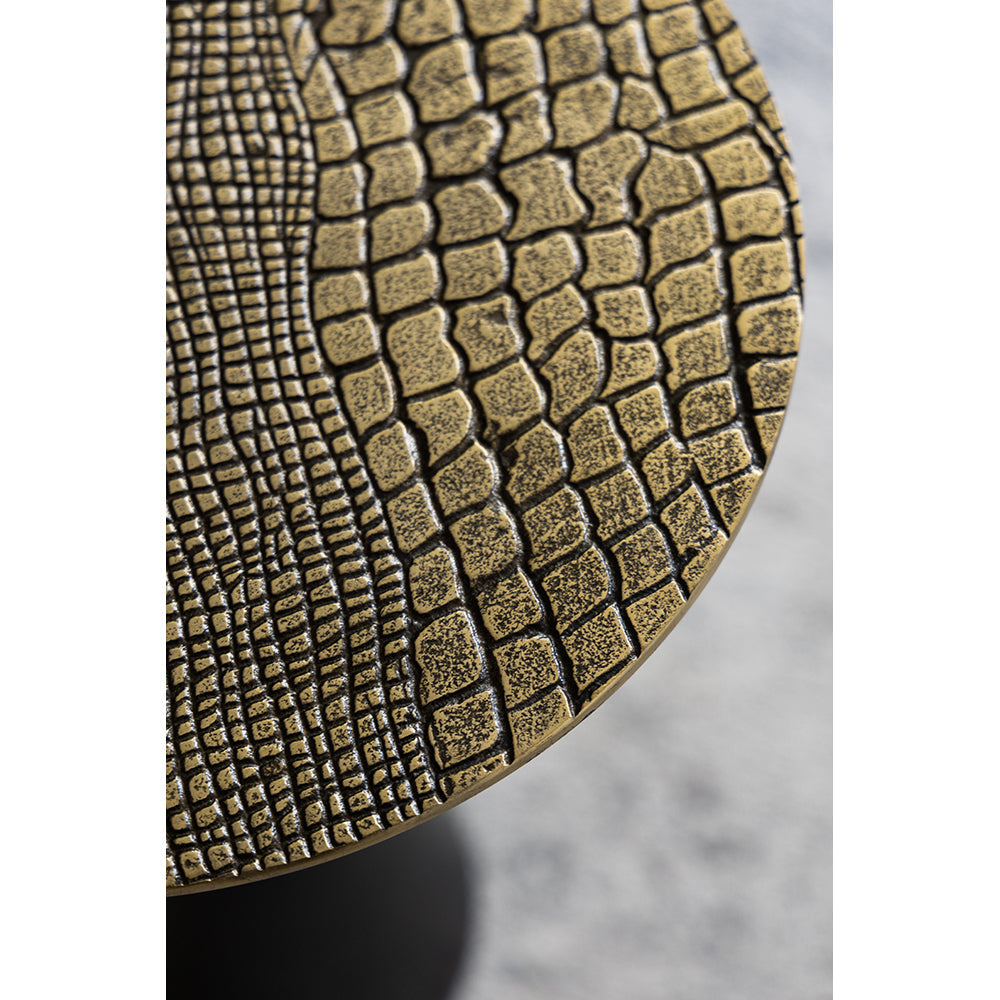 A&B Home 16" x 20" Bundle of 16 Round Gold Croco Design Tabletop With Black Pedestal Base Accent Table