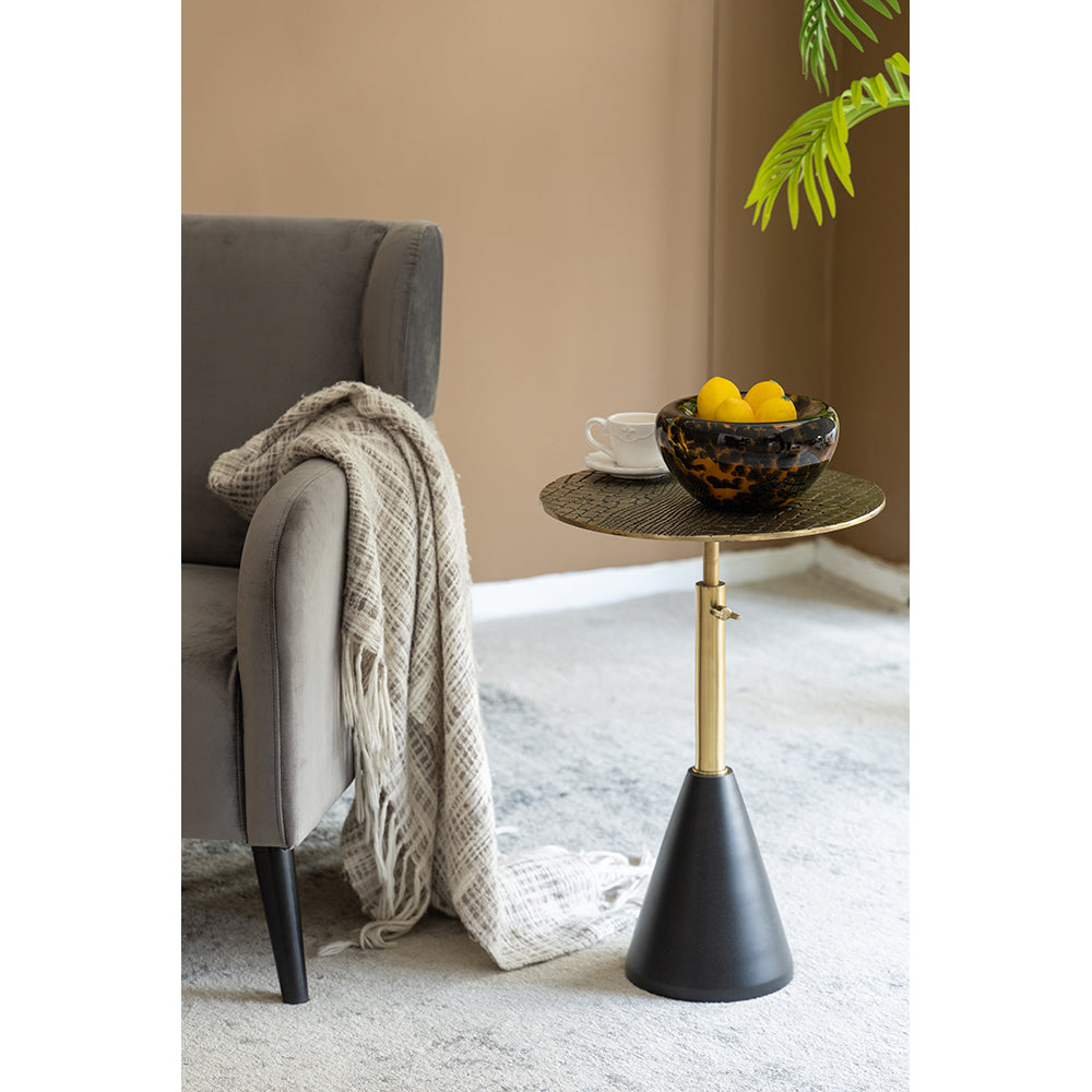 A&B Home 16" x 20" Bundle of 16 Round Gold Croco Design Tabletop With Black Pedestal Base Accent Table