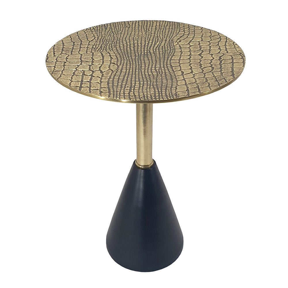 A&B Home 16" x 20" Bundle of 16 Round Gold Croco Design Tabletop With Black Pedestal Base Accent Table