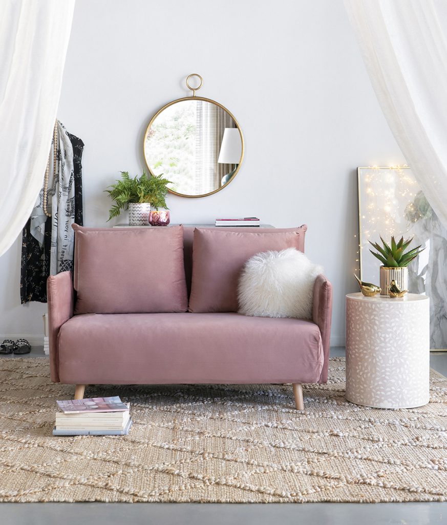 A&B Home 16" x 20" Bundle of 4 Round Pale Pink With Metallic Floral Pattern Side Table