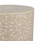 A&B Home 16" x 20" Bundle of 4 Round Pale Pink With Metallic Floral Pattern Side Table