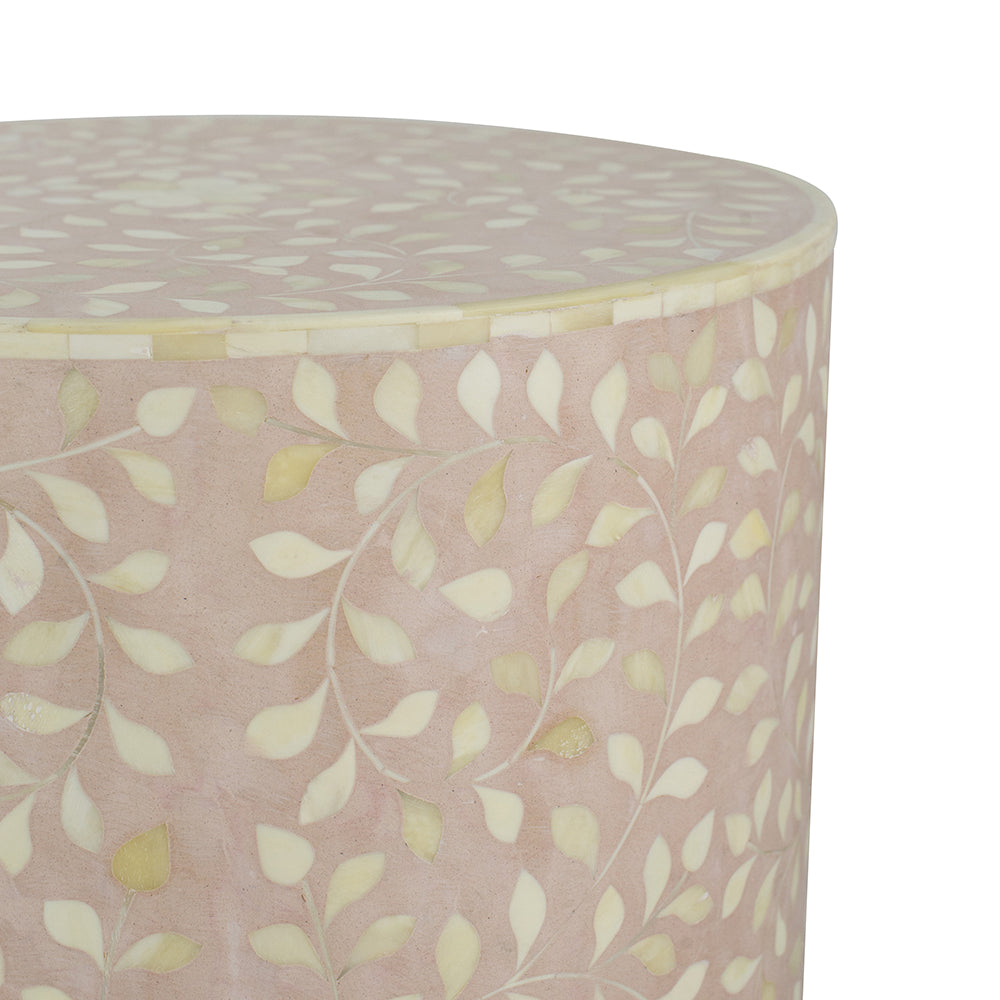A&B Home 16" x 20" Bundle of 4 Round Pale Pink With Metallic Floral Pattern Side Table