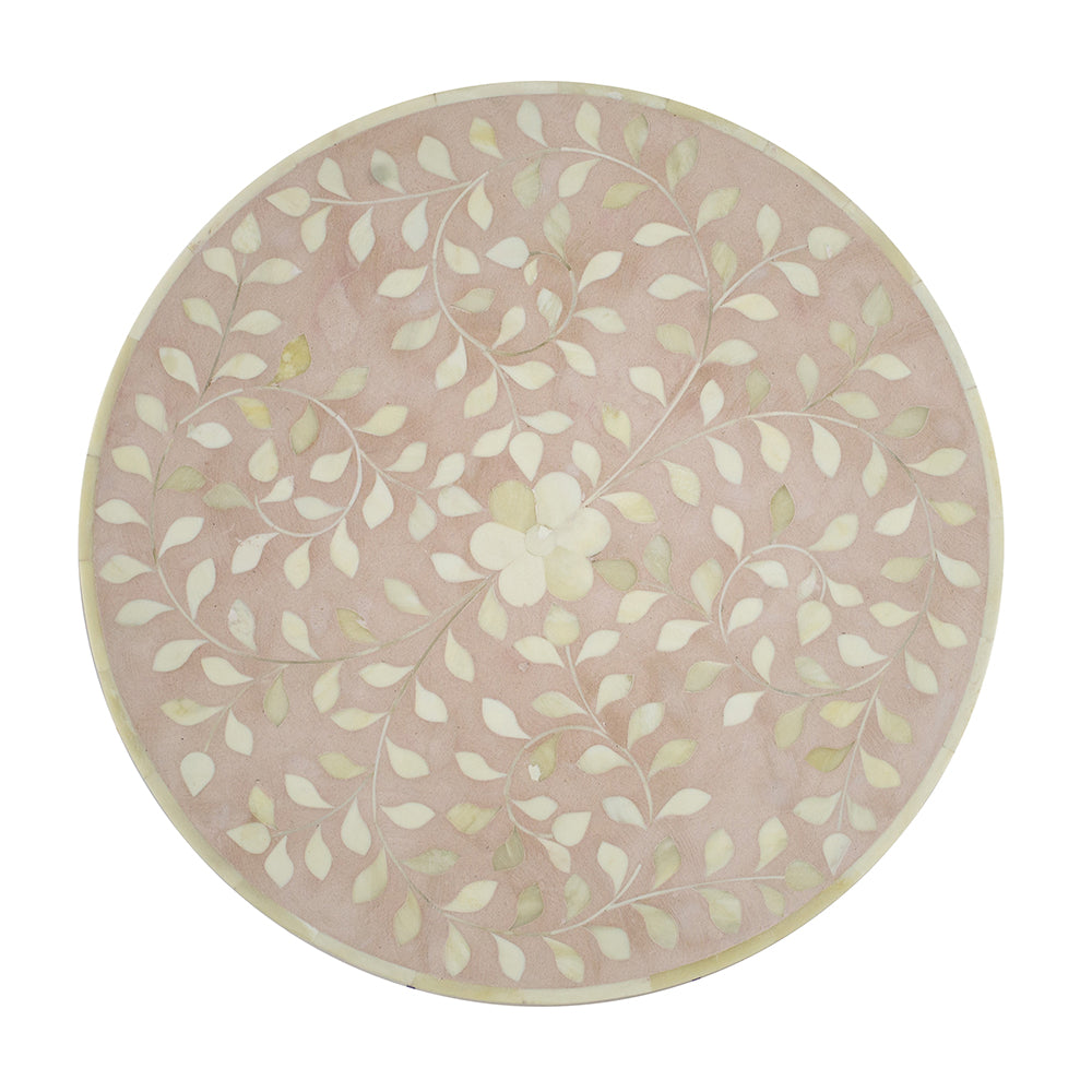 A&B Home 16" x 20" Bundle of 4 Round Pale Pink With Metallic Floral Pattern Side Table