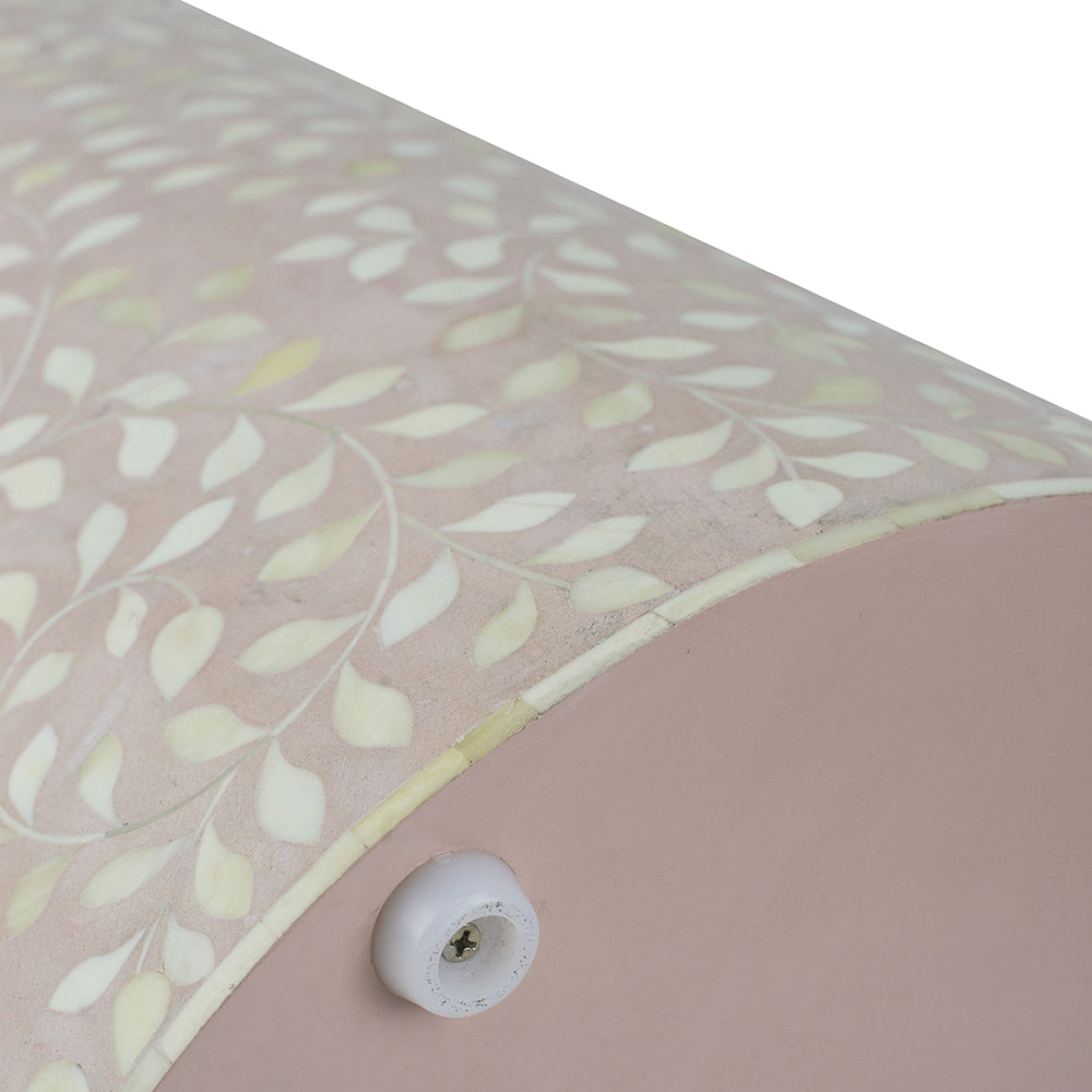 A&B Home 16" x 20" Bundle of 4 Round Pale Pink With Metallic Floral Pattern Side Table