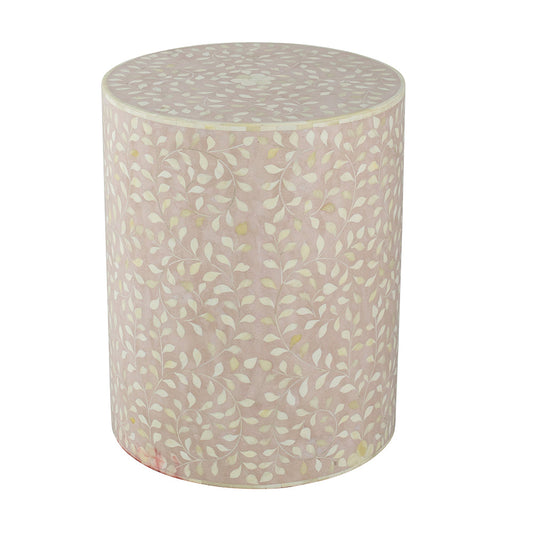 A&B Home 16" x 20" Bundle of 4 Round Pale Pink With Metallic Floral Pattern Side Table