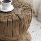 A&B Home 16" x 21" Bundle of 9 Round Wood and Gray Carved Antique Design Pedestal Stool