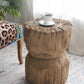 A&B Home 16" x 21" Bundle of 9 Round Wood and Gray Carved Antique Design Pedestal Stool