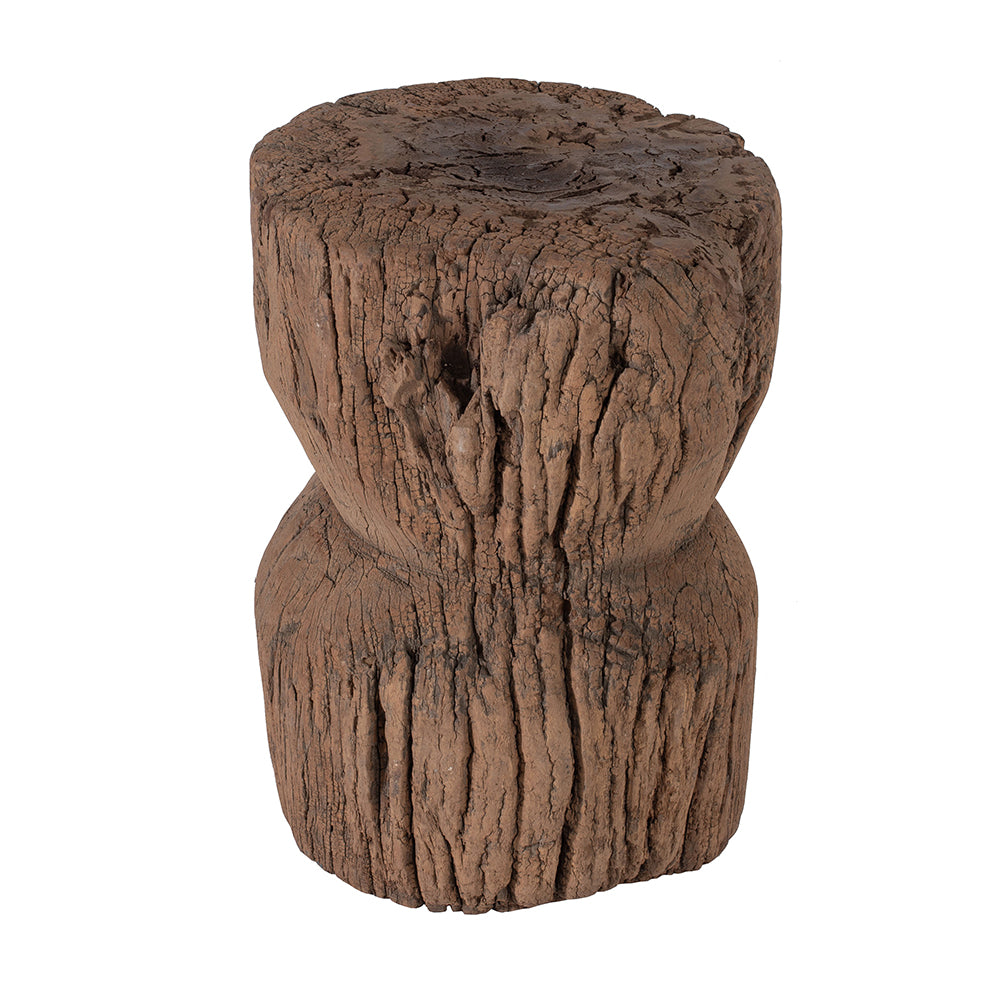 A&B Home 16" x 21" Bundle of 9 Round Wood and Gray Carved Antique Design Pedestal Stool