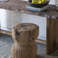 A&B Home 16" x 21" Bundle of 9 Round Wood and Gray Carved Antique Design Pedestal Stool