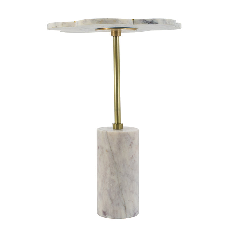 A&B Home 16" x 22" Bundle of 15 Brass Inlay Flower-Shaped Tabletop With White Marble Base