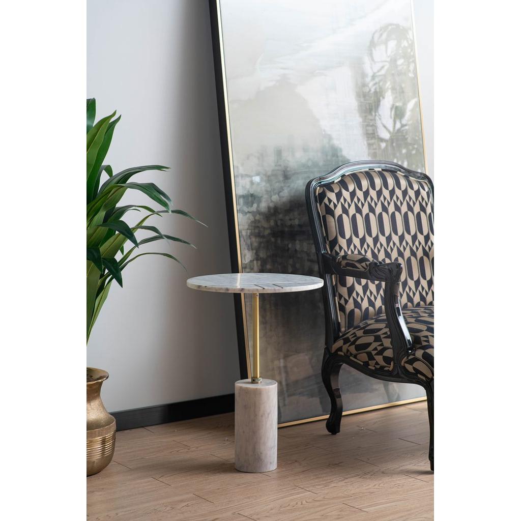 A&B Home 16" x 22" Bundle of 15 Round White Inlay Frame With Marble Base Table