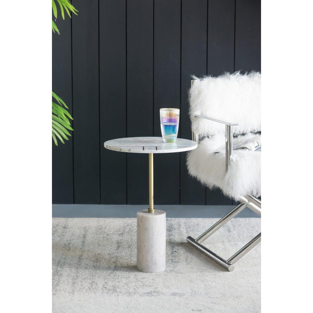 A&B Home 16" x 22" Bundle of 15 Round White Inlay Frame With Marble Base Table