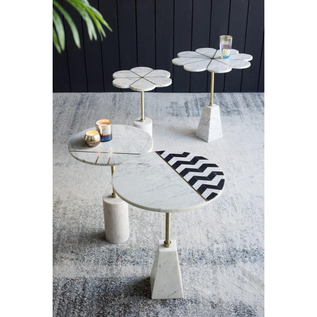 A&B Home 16" x 22" Bundle of 15 Round White Inlay Frame With Marble Base Table