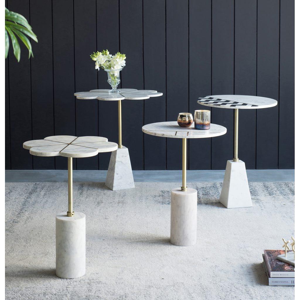 A&B Home 16" x 22" Bundle of 15 Round White Inlay Frame With Marble Base Table