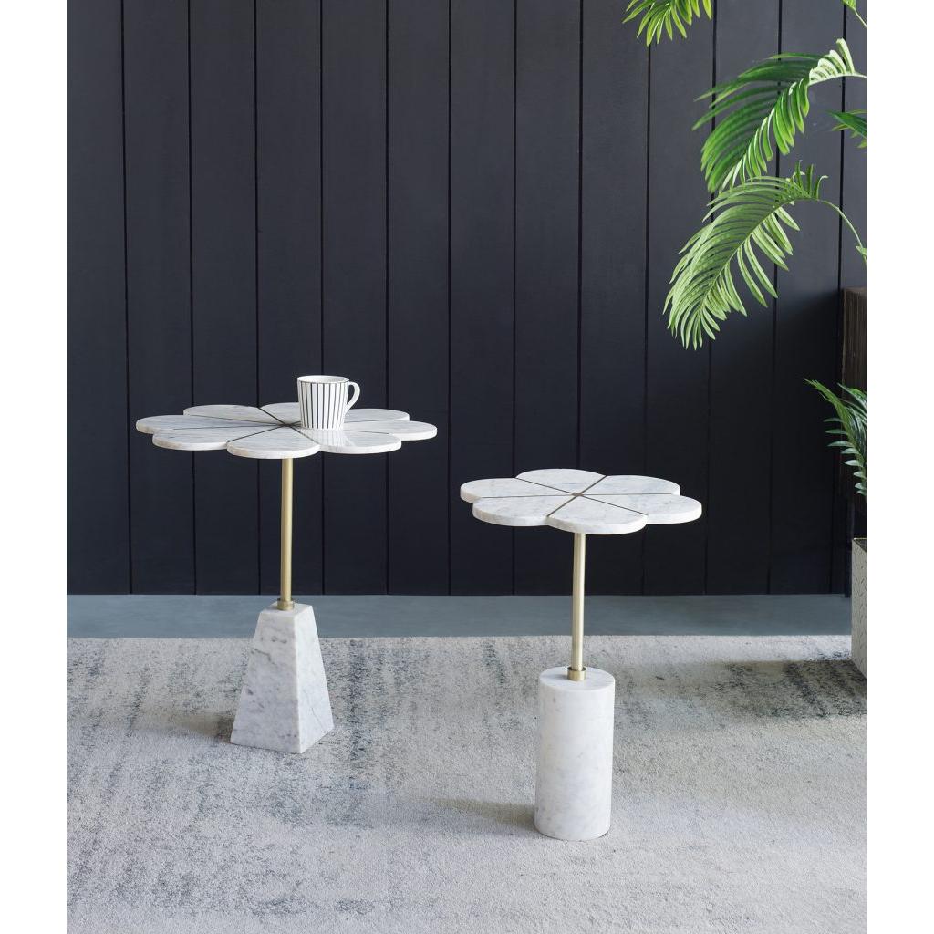 A&B Home 16" x 22" Bundle of 15 Round White Inlay Frame With Marble Base Table