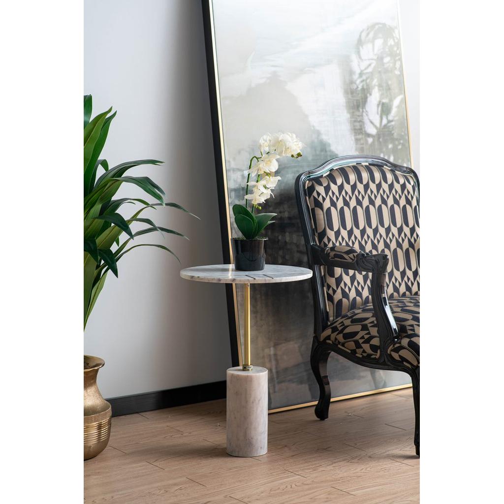 A&B Home 16" x 22" Bundle of 15 Round White Inlay Frame With Marble Base Table