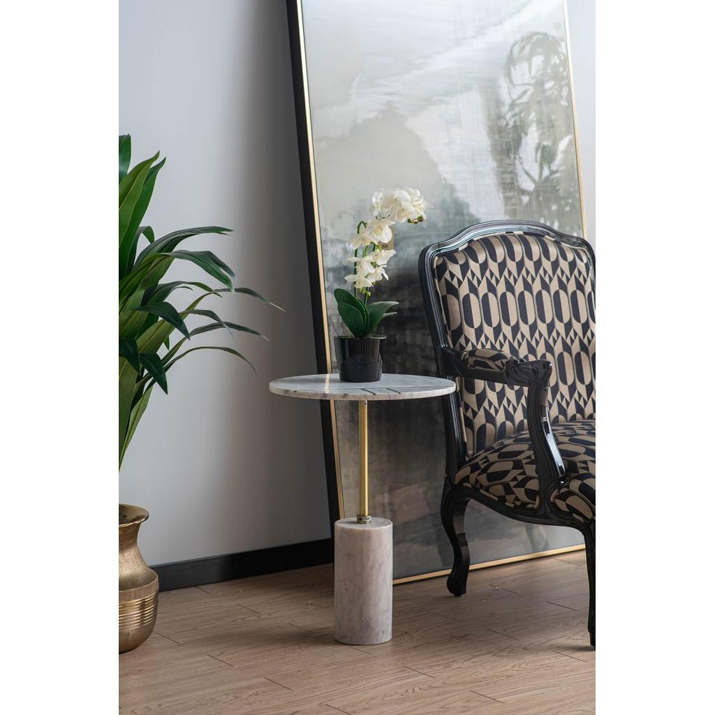 A&B Home 16" x 22" Bundle of 15 Round White Inlay Frame With Marble Base Table