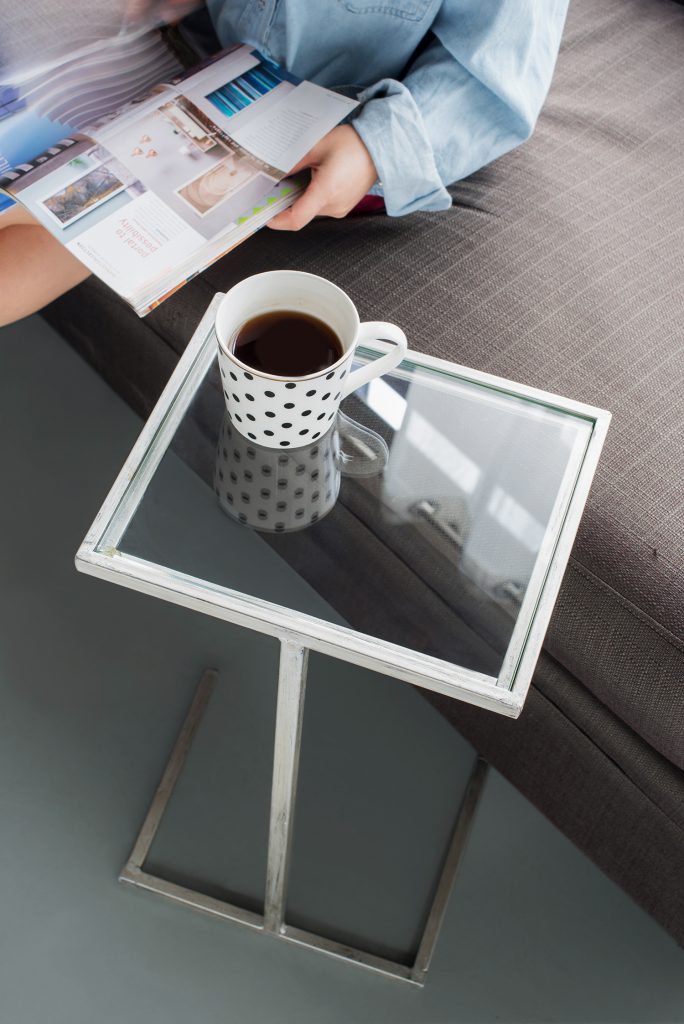 A&B Home 16" x 23" Bundle of 35 Square-Shaped Mirrored Tabletop With Metal Beverage Table