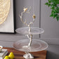 A&B Home 16" x 24" Bundle of 16 Atelier Two-Tier Clear Serving Plates With Winding Branch Shape and Charming Bird Ornaments