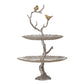 A&B Home 16" x 24" Bundle of 24 Atelier Two-Tier Gold Serving Plates With Winding Branch Shape and Charming Bird Ornaments