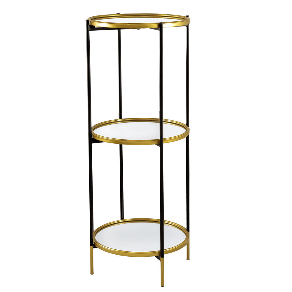 A&B Home 16" x 40" Bundle of 13 Round Gold Rim With Black Legs Three-Tier Shelving