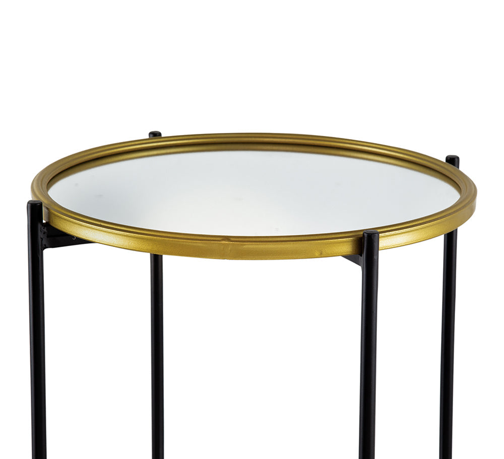 A&B Home 16" x 40" Bundle of 13 Round Gold Rim With Black Legs Three-Tier Shelving