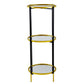 A&B Home 16" x 40" Bundle of 13 Round Gold Rim With Black Legs Three-Tier Shelving