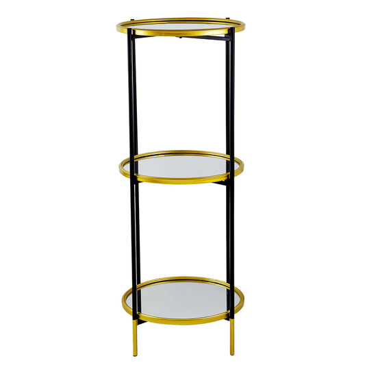 A&B Home 16" x 40" Bundle of 13 Round Gold Rim With Black Legs Three-Tier Shelving