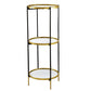 A&B Home 16" x 40" Bundle of 15 Round Gold Rim With Black Legs Three-Tier Shelving
