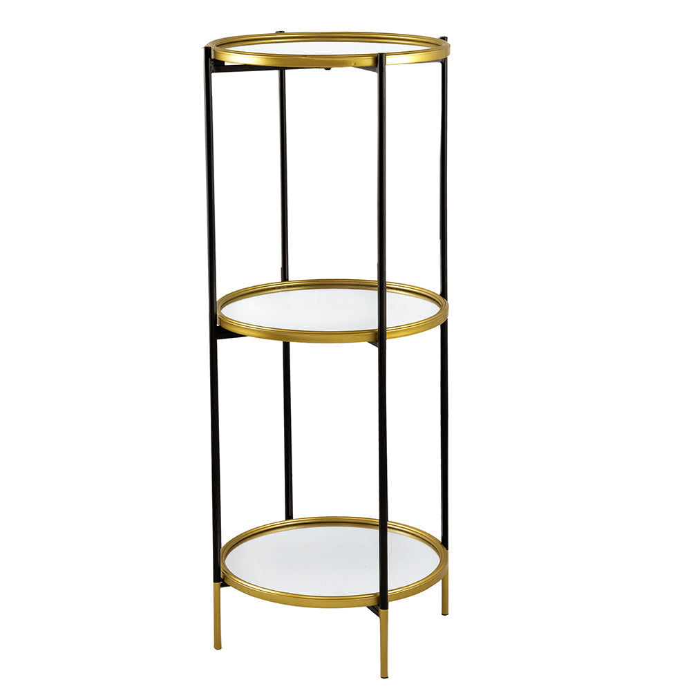 A&B Home 16" x 40" Bundle of 15 Round Gold Rim With Black Legs Three-Tier Shelving