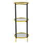 A&B Home 16" x 40" Bundle of 15 Round Gold Rim With Black Legs Three-Tier Shelving
