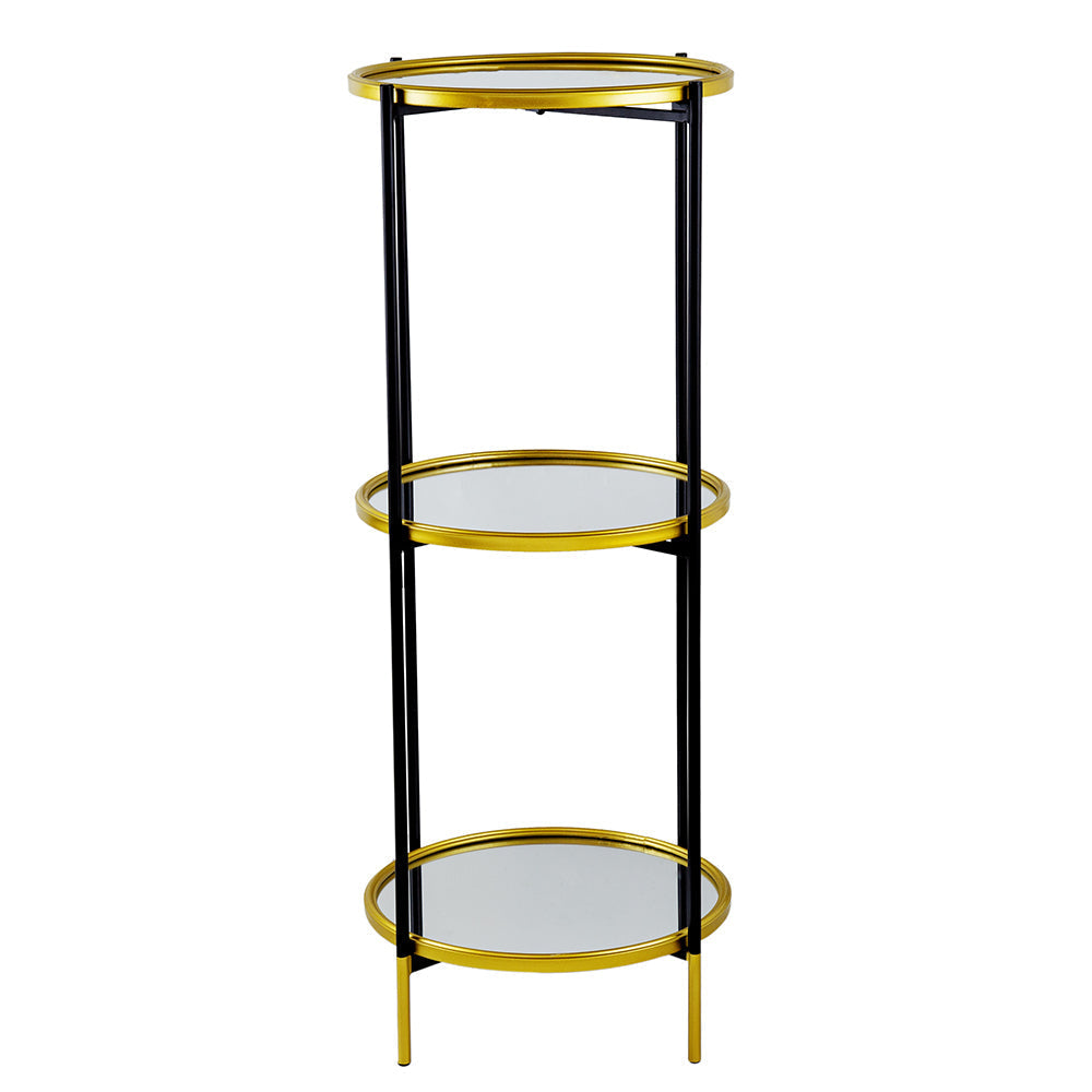 A&B Home 16" x 40" Bundle of 15 Round Gold Rim With Black Legs Three-Tier Shelving
