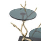 A&B Home 17" x 12" Bundle of 10 Two-Tier Cake Stand With Black Float Glass Stand and Polished Gold Accent