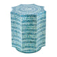 A&B Home 17" x 17" Bundle of 19 Starbust Blue and White Cylindrical Design Pedestal Stool