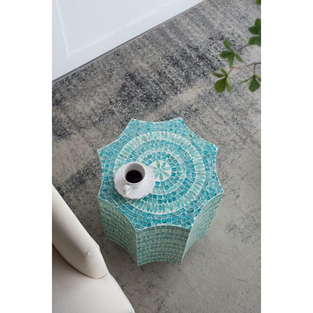 A&B Home 17" x 17" Bundle of 20 Starbust Blue and White Cylindrical Design Pedestal Stool