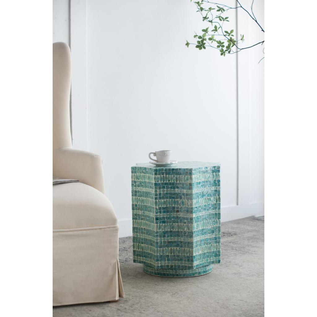 A&B Home 17" x 17" Bundle of 20 Starbust Blue and White Cylindrical Design Pedestal Stool