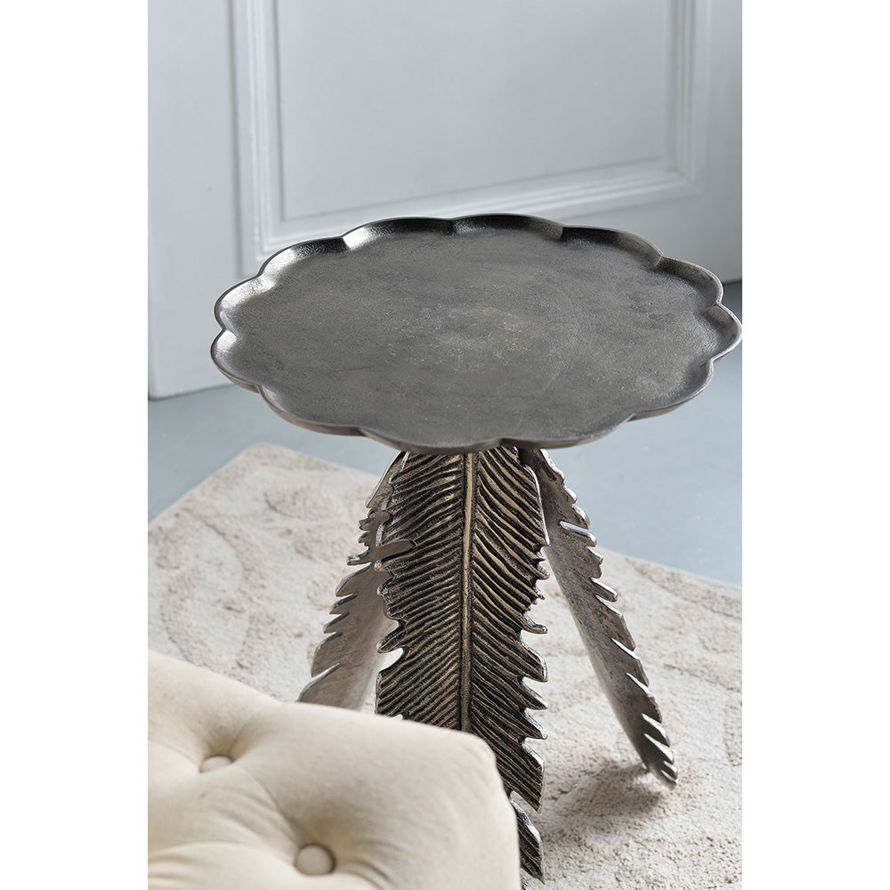 A&B Home 17" x 20" Bundle of 15 Round Antique Silver Leaf Design Side Table