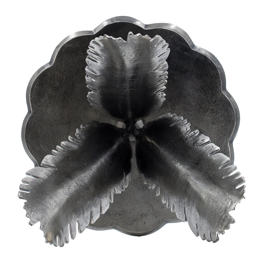 A&B Home 17" x 20" Round Antique Silver Leaf Design Side Table