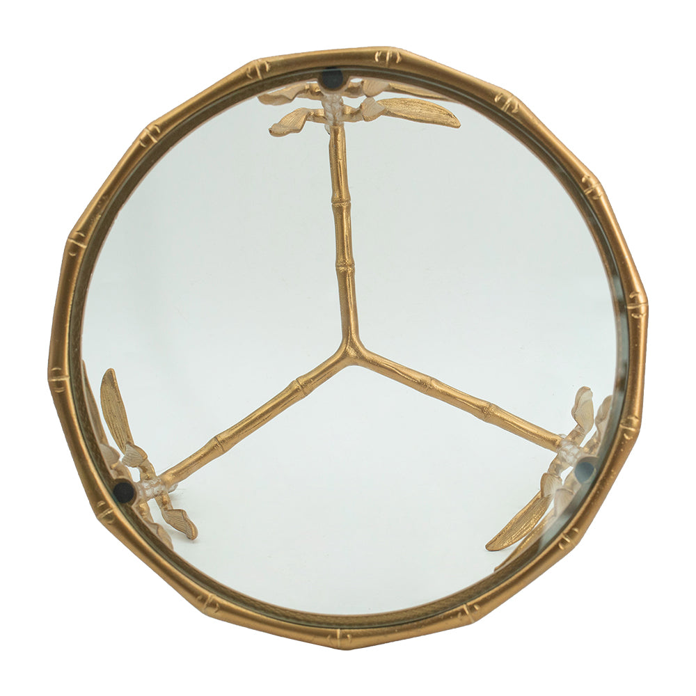 A&B Home 17" x 24" Bundle of 10 Round Brass Antique Bamboo Leaf Accent Table