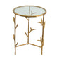 A&B Home 17" x 24" Bundle of 10 Round Brass Antique Bamboo Leaf Accent Table