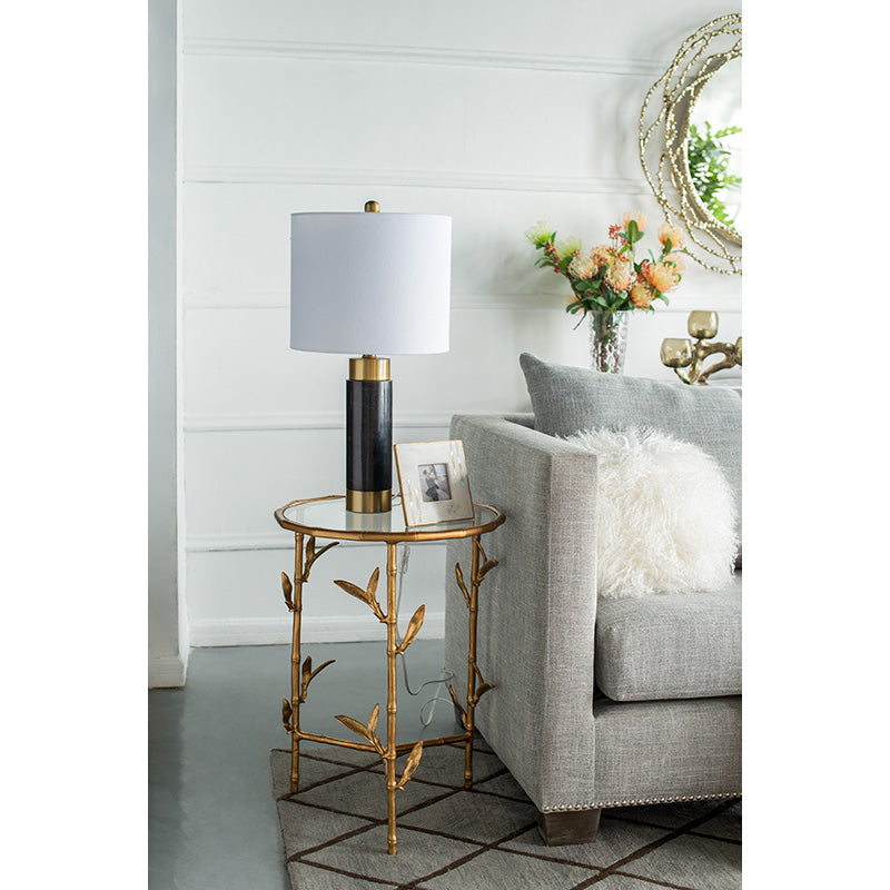 A&B Home 17" x 24" Bundle of 10 Round Brass Antique Bamboo Leaf Accent Table