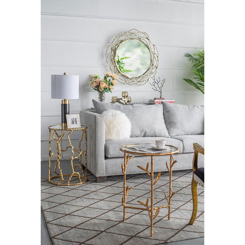 A&B Home 17" x 24" Bundle of 10 Round Gold Twig Accent Side Table