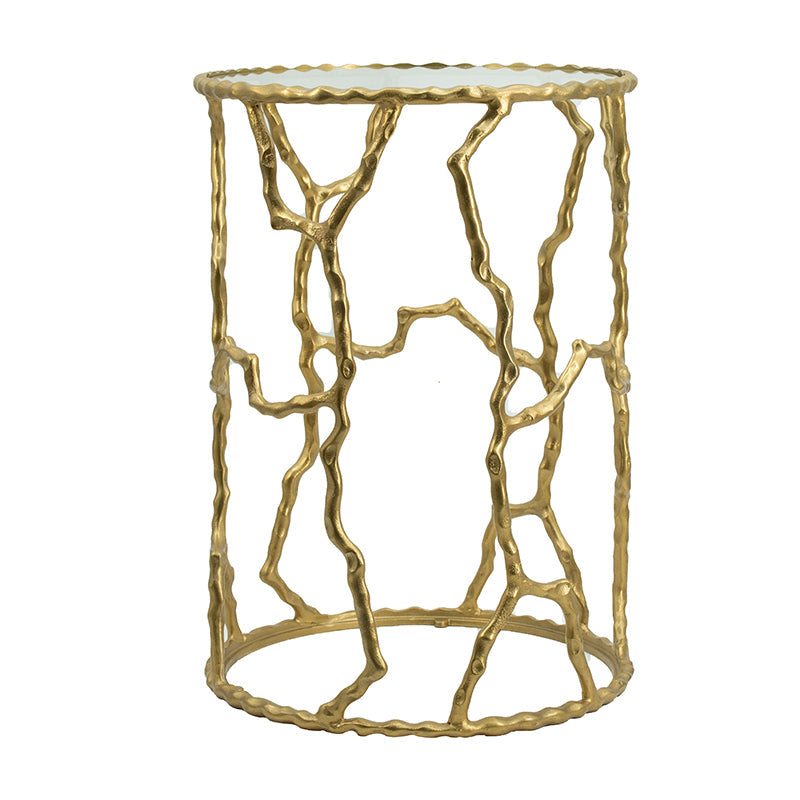 A&B Home 17" x 24" Bundle of 10 Round Gold Twig Accent Side Table